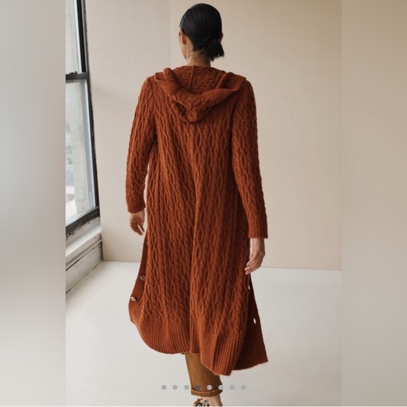 by Anthropologie Hooded Cable Knit Long Cardigan Size XSmall - Picture 2 of 6